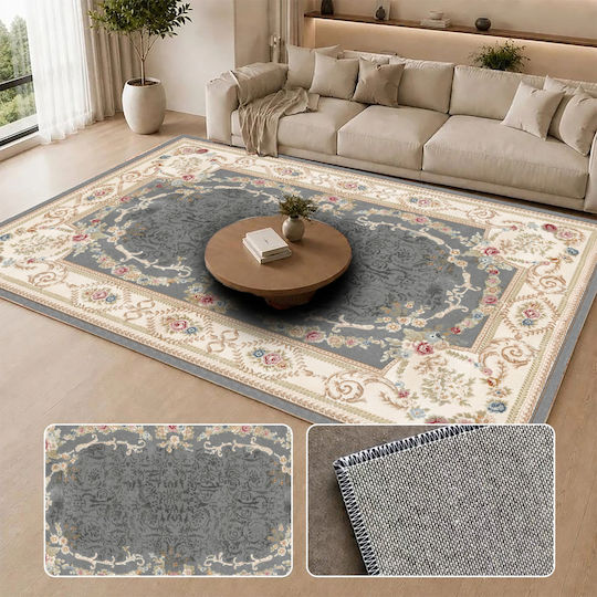 Homeone Flat Velvet Rug Rectangular with Fringes Grey 50x80cm