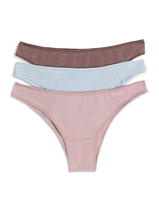 Damen Brazilian Slips 3er-Pack Mehrfarbig