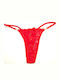 Damenstring mit Spitze Rot