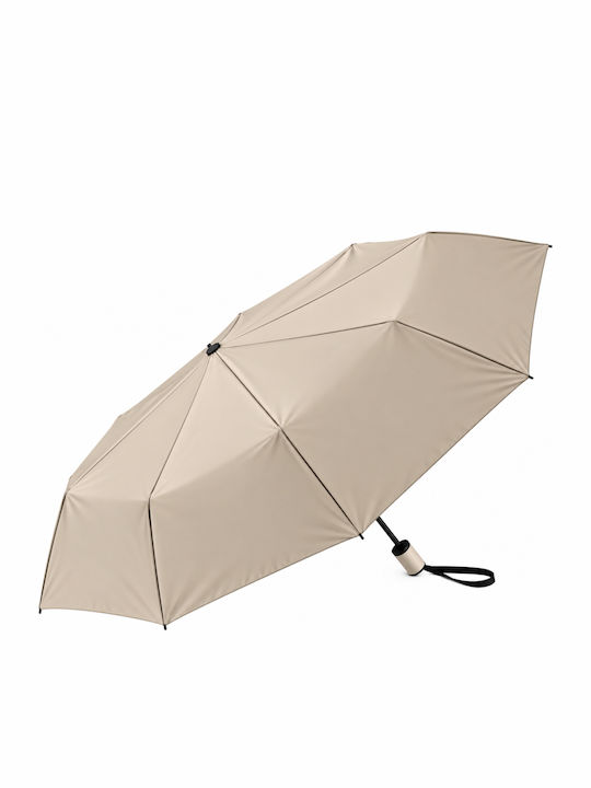 Rain Windproof Automatic Compact Beige Rain Umb...