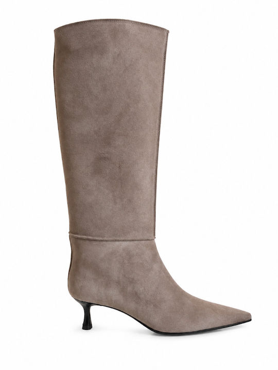 Damenstiefel aus Leder Beige