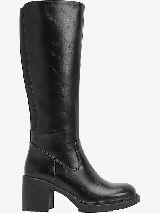 Ideal Shoes Cizme de damă cu toc mediu negre