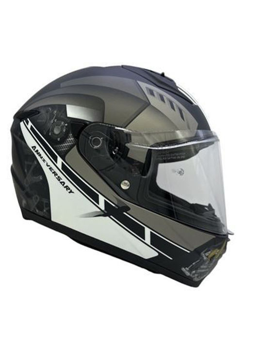 Zeus 821 Schwarz Matt Grau Weiß Motorradhelm Fu...