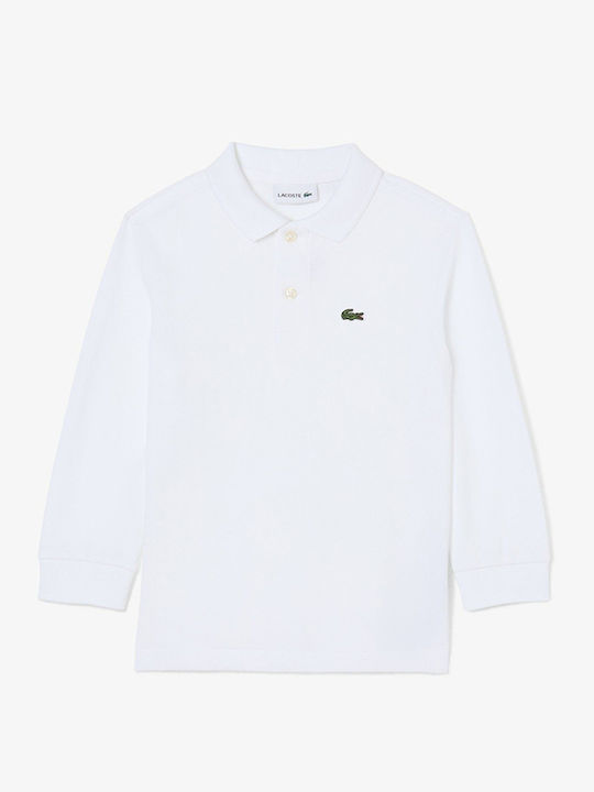 Lacoste Детска Поло Блуза с Дълъг Ръкав White