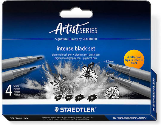 Staedtler Markere de Caligrafie Negre Set de 4 Bucăți