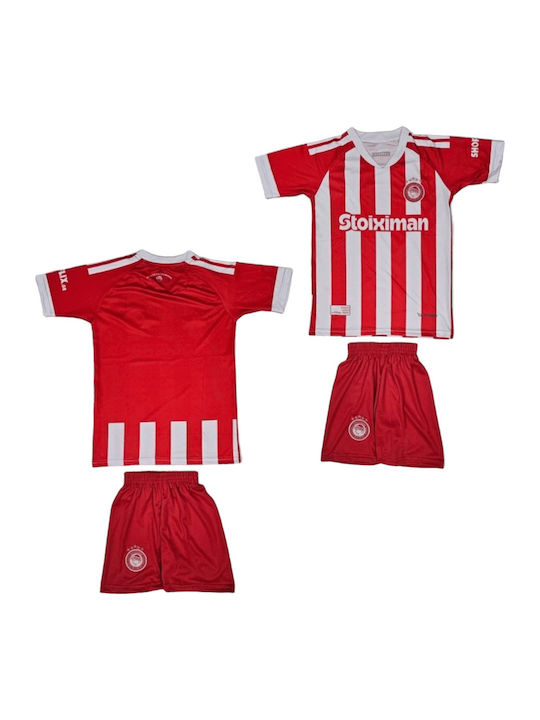 Set de Fotbal pentru Copii Olympiacos 2026-2027 Alb-Roșu în Dungi Balón De Oro Alb Roșu Unisex pentru Copii Ab211