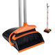 Relaxdays Broom Dustpan Set 10053707 Adjustable Modular Handle 124 Cm Plastic Stainless Steel Integrated Cleaning Brush Black Orange