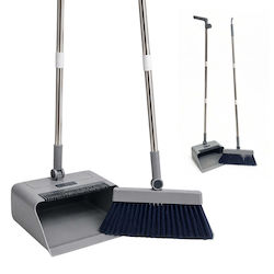 Relaxdays Broom Dustpan Set Flexible Gray-black-silver 124 × 27 × 25.5 Cm