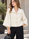 Damen-Halbmantel in Ecru, Oversized, mit Knöpfen