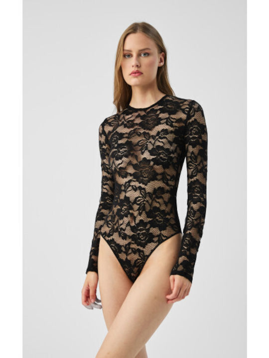 Minerva Lace Body Long Sleeves-90-91635-Black Minerva Lace Body Long Sleeves-90-91635-Black