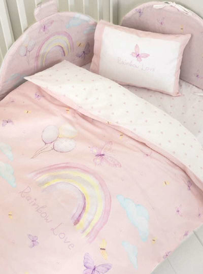 Nima Rainbow Love Set de Fețe de Pernă pentru Copii din 100% Bumbac 30x40 cm Roz