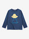 Kinder-Langarmshirt Blau Pixel Abduction