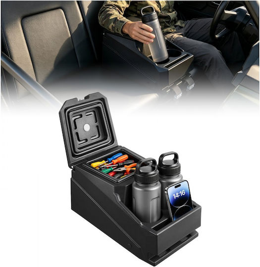 Vevor UTV Center Console Storage Box Lockable Armrest Organizer Tool Holder HDPE Cup Holder Phone Mount Compatible with Polaris Ranger & Can-Am Defender 2017-2026