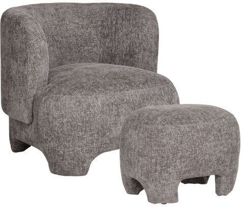 Brea 144 Drehbarer Sessel mit Fußhocker Braun 78x72x79cm