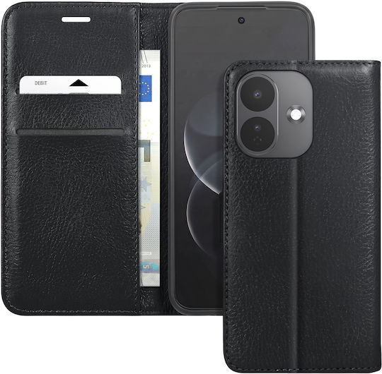 Zanaé Husă Tip Wallet pentru Redmi Note 17 Pro, cu Efect Texturat, cu Suport, Neagră