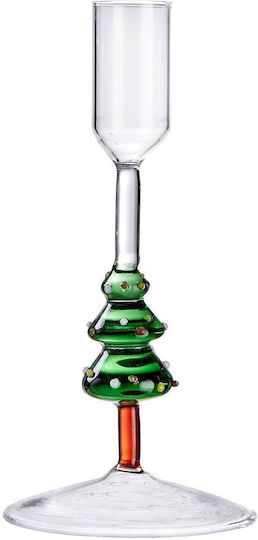 Butlers Christmas Glass Candlestick Transparent 9cm