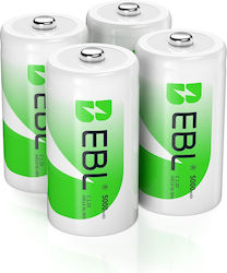 Baterii Reîncărcabile EBL de Tip C, Pachet de 4, 1,2 V, Ni-MH, 5000 mAh Baterii Reîncărcabile EBL de Tip C, Pachet de 4, 1,2 V, Ni-MH, 5000 mAh