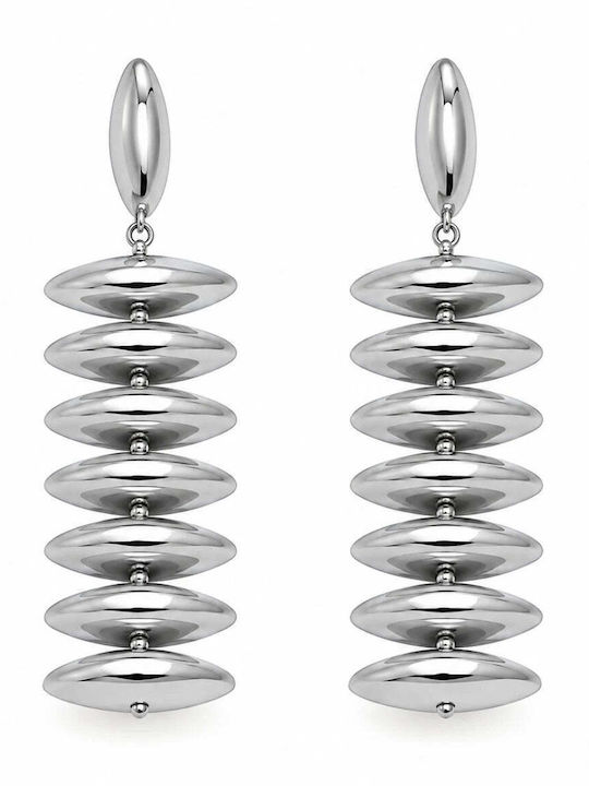 Silver Stainless Steel 316L Long Statement Earrings 8cm E5007