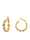 Gold Steel Earrings 316L Hoop Four-Leaf Clover 2.5cm E5010