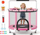 Vevor Kids Trampoline, 142 cm Diameter, with Safety Net, Pink