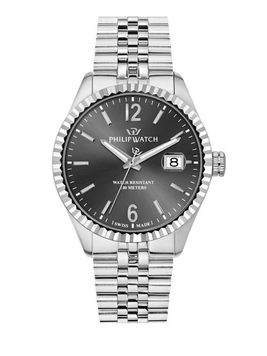 Caribe Men's Watch 41mm Battery-Powered with Silver Stainless Steel Bracelet