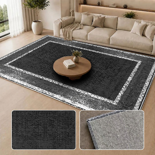 Homeone M578 Rectangular Rug with Fringes Black 50x80cm
