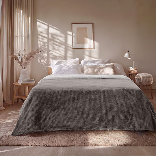 Beauty Home Art 11601 Fleece Blanket Double 220x240cm Anthracite, Grey