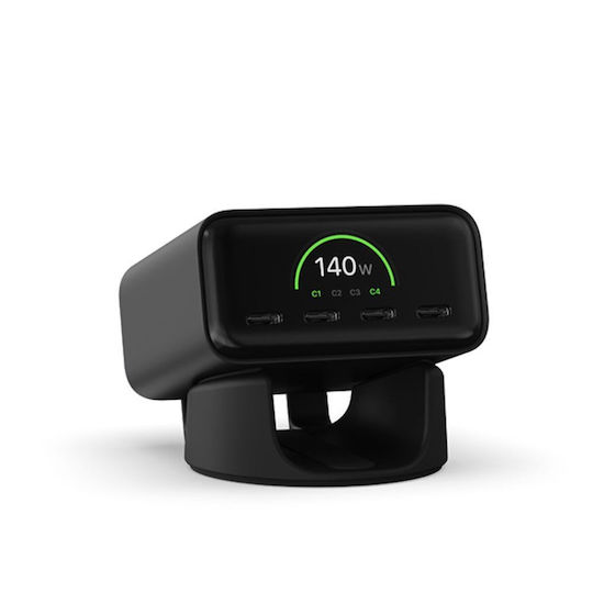 Satechi GaN Charging Station with 4 USB-C Ports 140W Power Delivery in Black (Chargeview)