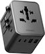 Energea Зарядно устройство без кабел GaN с 2 USB-A порта и 3 USB-C порта 45W Power Delivery Gunmetal (Travelworld Mini)