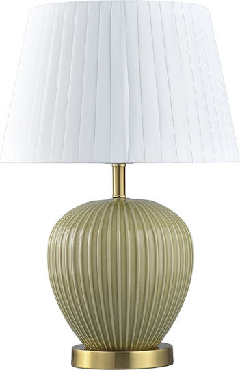 Liberta Ceramic Table Lamp with White Shade and Gold Base