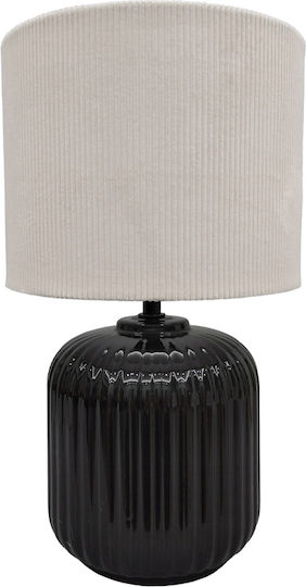Liberta Ceramic Table Lamp with White Shade and Black Base