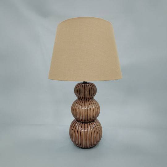InTheBox Soma Ceramic Table Lamp for E27 LED Bulb with Beige Shade and Brown Base
