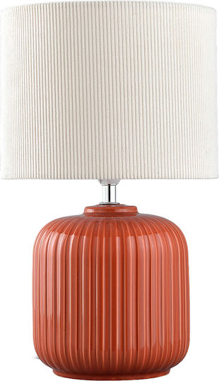 Liberta Ceramic Table Lamp with White Shade and Red Base