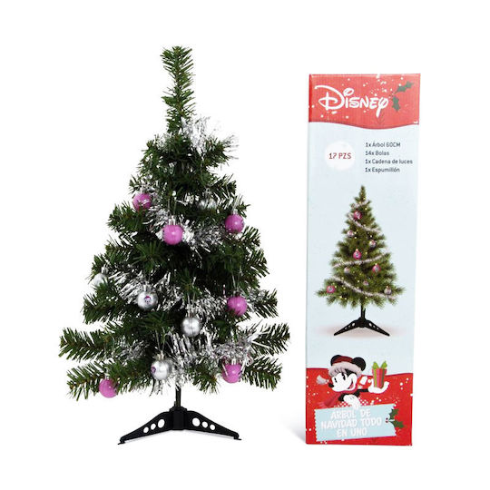 Illuminated Christmas Decorative Plastic Tree 60 cm Battery-Powered Adorned