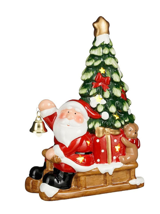 Edelman Sleigh Santa Χριστουγεννιάτικη Φωτιζόμενη Διακοσμητική Παράσταση Κόκκινη Μπαταρίας 24.5x17x9cm