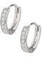 Ladies Earrings Jolie Silver 925 Silver Huggie Hoop Model White Zirconia Crystals Silver