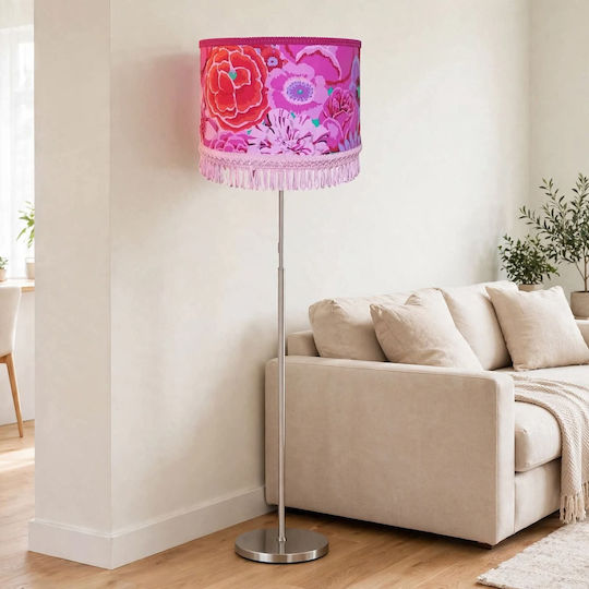 Purple Zinnia Floor Lamp with E27 Lamp Holder Pink