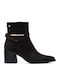 Damen-Lederstiefeletten mit mittelhohem Absatz Braun
