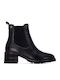 Damen Chelsea-Stiefeletten aus Leder mit Mittelhohem Absatz Schwarz