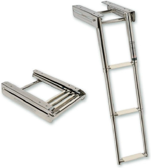 Osculati Scară cu 3 Trepte, Glisantă, cu Siguranță, Inox, 20,5x88 cm