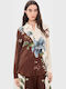 Long Sleeve Women's Silky Floral Shirt