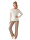 Donna Winter Women's Beige Pajama Set
