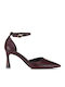 Pointed Toe Burgundy Heels with Strap
