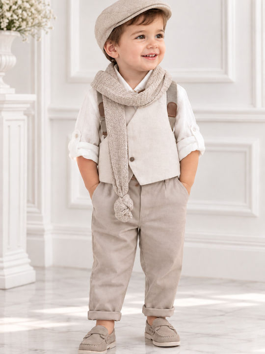 Bambolino Baptism Suit with Vest for Boys Alexandros Beige