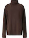 Women's Brown Long-Sleeve Turtleneck Sweater