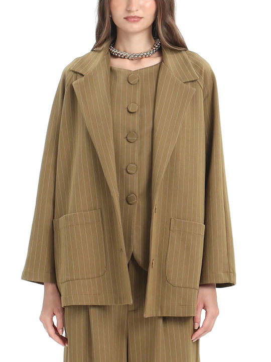 MY T Langer Damenblazer in Khaki