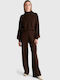 High-Waisted Wide-Leg Sweatpants Brown