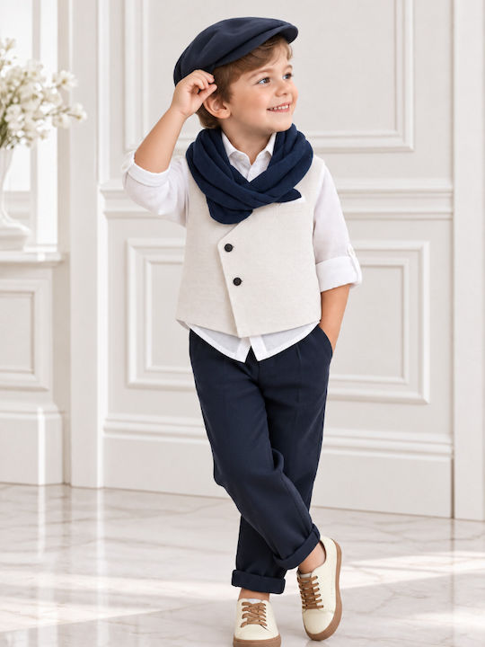 Bambolino Baptism Suit with Vest for Boy Aimilios Navy Blue