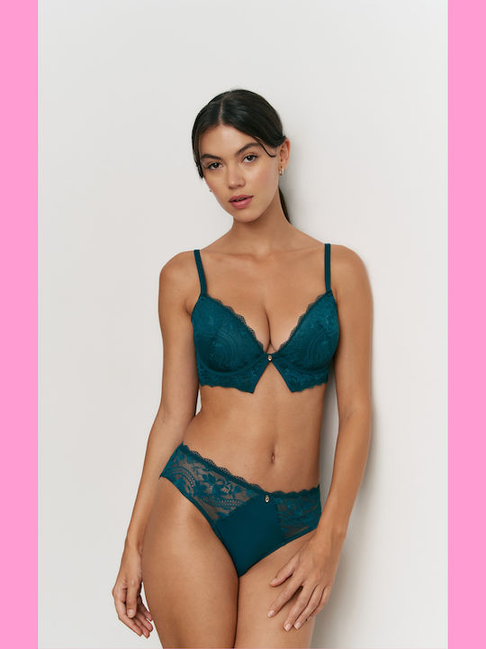 Promise Lace Bra and Slip Underwear Set Green