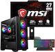 Vengeance Centurion-V56 MSI Edition Gaming Desktop PC (Ryzen 7-5700X/16GB DDR5/512GB SSD/GeForce RTX 5060 Ti/Kein Betriebssystem) mit Tastatur (International English) und MSI PRO MP272PMG Monitor